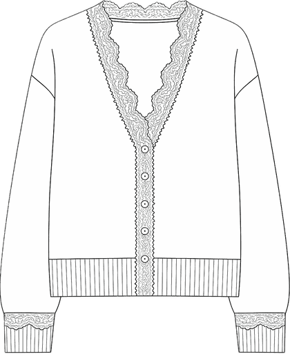 Technische Zeichnung Cardigan